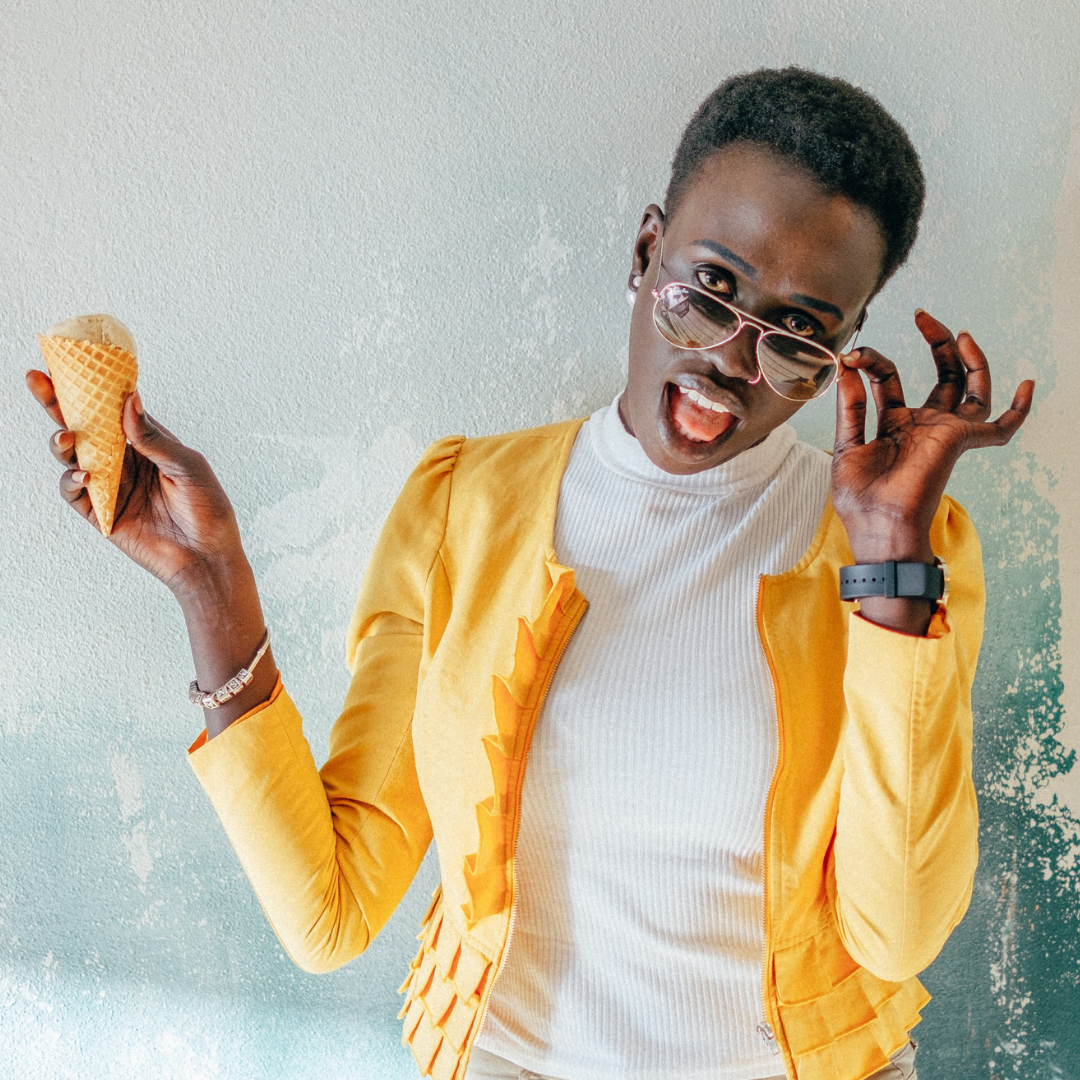 Girl with yellow jacket